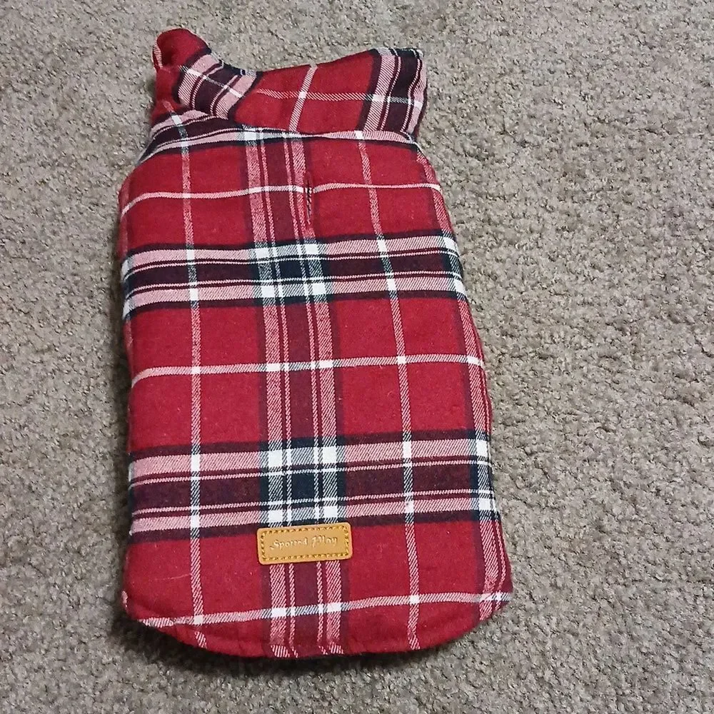 Reversible Waterproof Winter Dog Jacket Coat Plaid and solid Black Sz XS  NEW